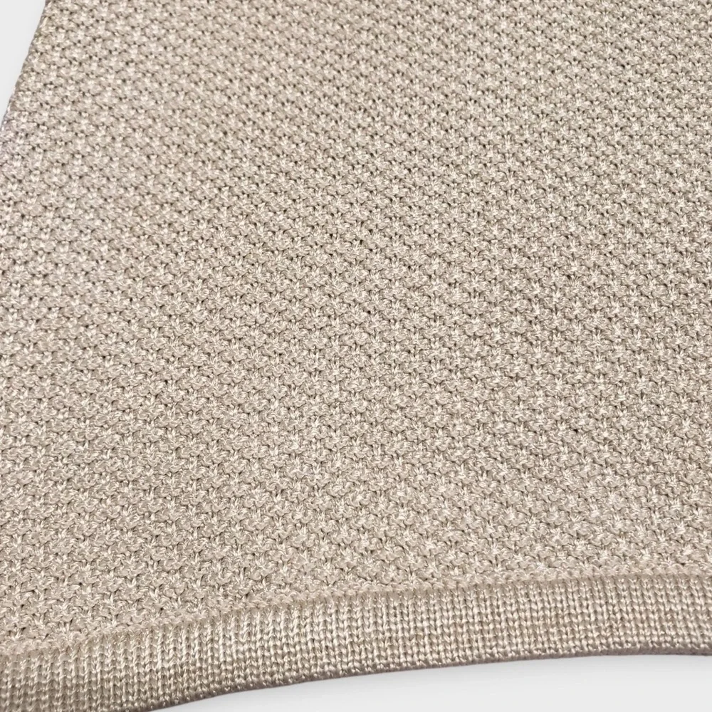 St John Collection Marie Gray Knit Sleeveless Polo Sweater Gold Metallic Size 4